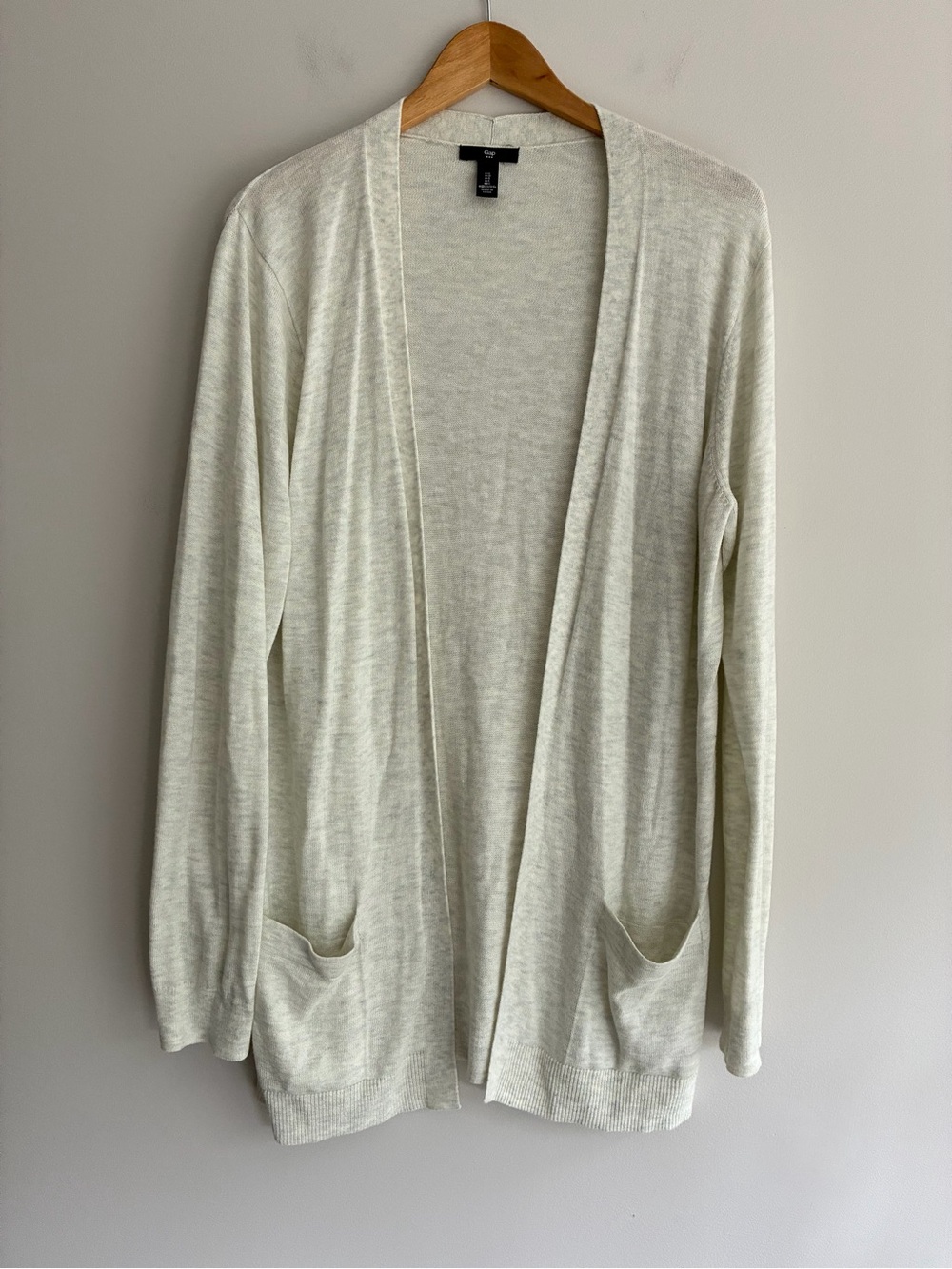 GAP Pale Gray Heather Open-Front Lightweight Cardigan Large